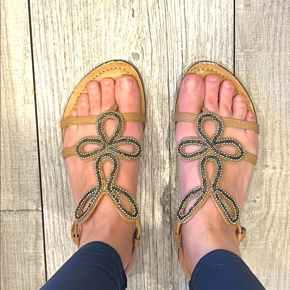 Mossimo Supply Co Tan Sandals with Woven Design
